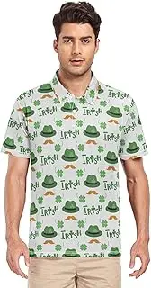 [ZZXXB] Irish Leprechaun Hat Beard Men's Polo Shirts Short Sleeve Quick Dry Athletic Outdoor Sports Golf Shirts S-XXL