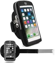 [DFV mobile] Waterproof Reflective Armband Case with Touchscreen with 2 Compartments Sport Running Walking Cycling Gym for Nokia 8110 4G (2018) - Black