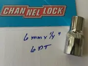 CHANNELLOCK 6 mm x 1/4" DR METRIC SOCKET 6 Point Free USA Shipping