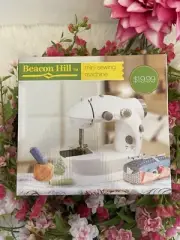 BEACON HILL Mini Sewing Machine Dual Speed Double Stitch Pre Threaded Ready NIB