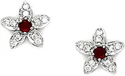[JewelryWeb] 925 Sterling Silver Plated January red 3x3mm CZ Flower Screw Back Earrings 10x10mm Stud Earring for Women