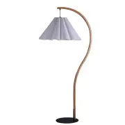 Fode Mid-Century Vintage Curved Metal Stand Floor Light Lamp Matt Black/Wood
