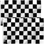 ANLEY Pack of 2 Fly Breeze 3x5 Foot Checkered Flag - Vivid Color and UV Fade Resistant - Canvas Header and Double Stitched - Black and White Racing Flags Polyester with Brass Grommets 3 X 5 Ft