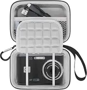 Lacdo Camera Carrying Case for KODAK PIXPRO FZ55 / FZ45 / FZ53 / FZ43 16MP Digital Camera, Video Vlogging Camera Storage Trave Bag, Mesh Bag Fits Batteries, Cable, Memory Card, Card Reader, Black+Gray