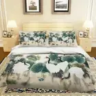 3D Lotus Crane ZHUA35 Bed Pillowcases Quilt Duvet Cover Set Queen King Zoe