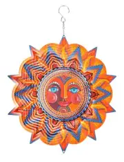 Smiling Sun Wind Spinners, 12 inch Wind Sculptures & Spinners| Metal Wind Spi...