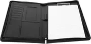 OSALADI Zippered Portfolio Binder Document Organizer with Notepad Holder Card Slots and Calculator Pocket Padfolio for Men for Office Use and Professional Meetings