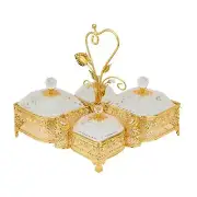 Italian Collection Gold Sectional Dessert Serving Tray with Handle for Candy