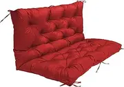 Outdoor Bench Cushions Pads with Backrest Non Slip Waterproof Swing Seat Cushions 2/3 Seater Replacement Cushions for Garden Patio Porch Furniture Loveseat Bench Pads 120 * 100 * 10cm Red