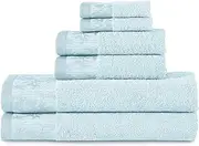 [Superior] 100% Premium Cotton, Soft & Absorbent Towel Set, WIST-SHNY 6PC SET TQ, Waterfall, 6-Piece