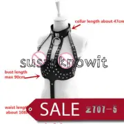 Black Pu Leather Neck Brast Undewear Suit Flirts Fetishs Restraints Female New