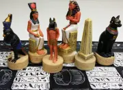 Egyptian Anubis Buff Gold Set Chess Men Pieces - NO Board