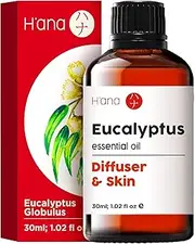 H'ana Eucalyptus Essential Oil - 100% Pure Eucalyptus Oil for Diffuser, Skin, Humidifier, Sinus and Hair - with an Invigorating Scent (30ml)