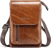 Hengwin Genuine Leather Small Crossbody Bag For Men Women, Cellphone Belt Pouch Bag, Travel Passport Wallet, Shoulder Holster