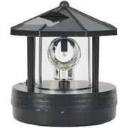 LED Solar Powered Lighthouse,360 Degree Rotating Lamp LED Solar Lighthouse Landscape Path Lights Garden Outdoor Decor B Black