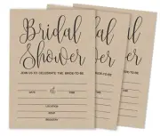 Inkdotpot 30A Kraft RusticA Fill-In Style Bridal Shower Invitations-n8C