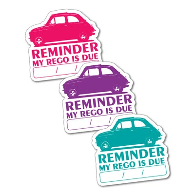 3X Reminder My Rego Is Due Mini Car Sticker Decal Car Fuel Racing #7054EN
