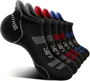 [KEMISANT] Men Running Socks, Ankle Socks No Show For Men Supportive Breathable Wicking Wet Control Full Cushioned Sole