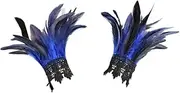 [ZOSIGN] 1 Pair of Vintage Feather Cuffs, Women's Feather Cuffs, Gothic Feather Cuffs, Women's Vintage Lace Gloves with Feather, for Halloween Costume Role Play Party