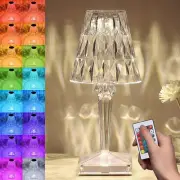 Cordless Lamp Crystal Table Lamp, 2000mAh Rechargeable Touch Lamps RGB 16 Col...