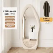 TOOLKISS 1.7m Standing Maiden Mirror – Full Length Aesthetic Floor Mirror for Bedroom, Bathroom & Living Room – Creative Modern Deco Pearl White Wavy Design