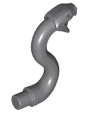 LEGO Dark Bluish Gray Snake Head Open Mouth Fangs Curved Neck Part 28588 D681