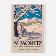 Galrie St. Moritz Engadin Vintage Winter Sports Travel Poster - 1850m Switzerland Art, Poster Only, A0 84 x 119cm (33 X 47inch)