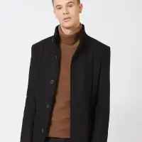 在飛比找Yahoo!奇摩拍賣優惠-英國 SELECTED HOMME 黑色羊毛長版大衣外套 風