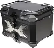 Thick Aluminum Motorcycle Trunk Rear Luggage Case Universal Top Case Helmet Box Sturdy Waterproof Motorbike Tail(Black-Silver X)