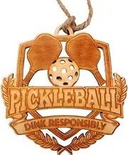 Pickleball Ornament Wooden Christmas Tree Decoration Dink Responisbly Paddles and Pickle Ball Made in The USA
