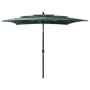 Patio Umbrella Folding Garden Sunshade Tilting 3-Tier Roof Outdoor Parasol 2.5m