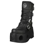 New Rock Boot Metallic M-373-vc2 Unisex Platform Boots in Black