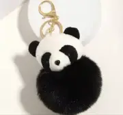 Cute Panda Head Keychain Female Fashion Animal Plush Keychain