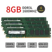 Micron 32GB Kit 4x8GB DDR3L 1600MHz PC3L-12800 240Pin DIMM Desktop Memory RAM BT