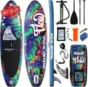 Inflatable Stand Up Paddle Board with SUP Accessories, Leash, Pump, Paddle, & Ba