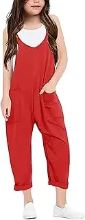 [Generic] Sleeveless Jumpsuits for Grils Spaghetti Strap Long Fashion Leisure Style Elasticity Comfy Fashion Toddler Trousers