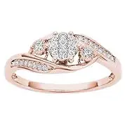 10k Rose Gold Round Cut 0.12Ct Diamond Engagement Ring Size 8 Clarity I2