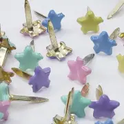 50 Mini Star Brads 5 Pastel Colors Stars Fasteners Paper Art Scrapbooking Crafts
