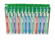 12 Pack Sunstar GUM 461 SuperTip Soft Compact Toothbrushes With Tongue Cleaner