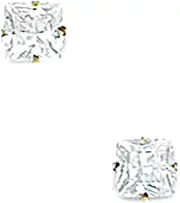 [JewelryWeb] 14k Yellow Gold 4x4mm Square CZ Simulated Diamond Light Prong Set Earrings Stud Earring for Women