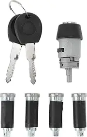 X AUTOHAUX No.357905855A/357905855B Ignition Lock Cylinder and Door Lock for VW Transporter T4 1990-2003 Ignition Switch Cylinder with 2 Keys Set