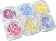 Mikinona 6pcs Colorful Nail Glitter Powder for DIY Nail Art Decoration Mixed Sequins Fine Powder for Manicure Lovers for Home Professional Use