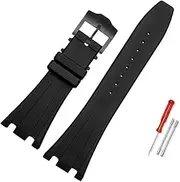 [BANDKIT] 28mm Black Soft Silicone Rubber Watch Strap Bracelet Wristband For AP ROYAL OAK Watchband Belt 40mm 42mm
