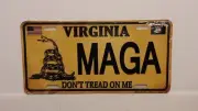 VIRGINIA MAGA MAKE AMERICA DON'T TREAD ON ME TRUMP METAL AUTO TAG PLATE