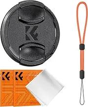K&F Concept 49mm Lens Cap Cover, 4-in-1 Center Pinch Lens Cover + Anti-Loss Keeper Leash + Microfiber Cleaning Cloth Kits Compatible with Nikon, Canon, Sony, Fujifilm Camera Lenses