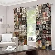 Kids Blackout Curtains 3D Licence Plate 2 x W150cm x D230cm Blackout Curtains for Bedroom Full Room Darkening Noise Reducing Grommet Curtain