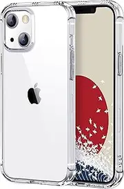 iPhone 13 mini Case Clear『 Military Shockproof Airbags 』『 Speaker Resonance 』〔 Screen Lens Guard 〕〔 Anti-Slip 〕〔 Strap Hole 〕Thin Transparent Impact Absorb Anti-Yellow Silicone Cover