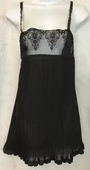La Perla Nightgown And Panties(Xs)Black Empire Waist Pleated Lace Top Size 2