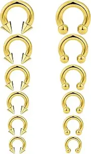 [Ocptiy] 6G 8G 12G 14G 16G Septum Ear Earrings Gauges Stretching Piercing Kit 316L Surgical Steel Internally Threaded Pierced Body Jewelry for Women 10mm 12mm 14mm 16mm