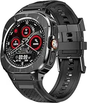 [Deczone] Silicone Band with Stainless Steel Case Cover Compatible with Samsung Galaxy Watch Ultra 47mm, Galaxy Watch 4 5 6 44mm, Galaxy Watch 5 pro 45mm Bands Protective Case Cover for Men